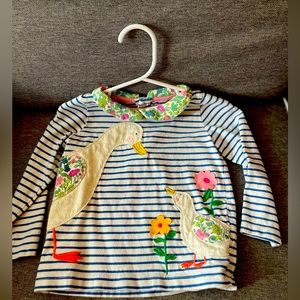 Boden mama and baby duck floral appliqué striped top, 18-24 months